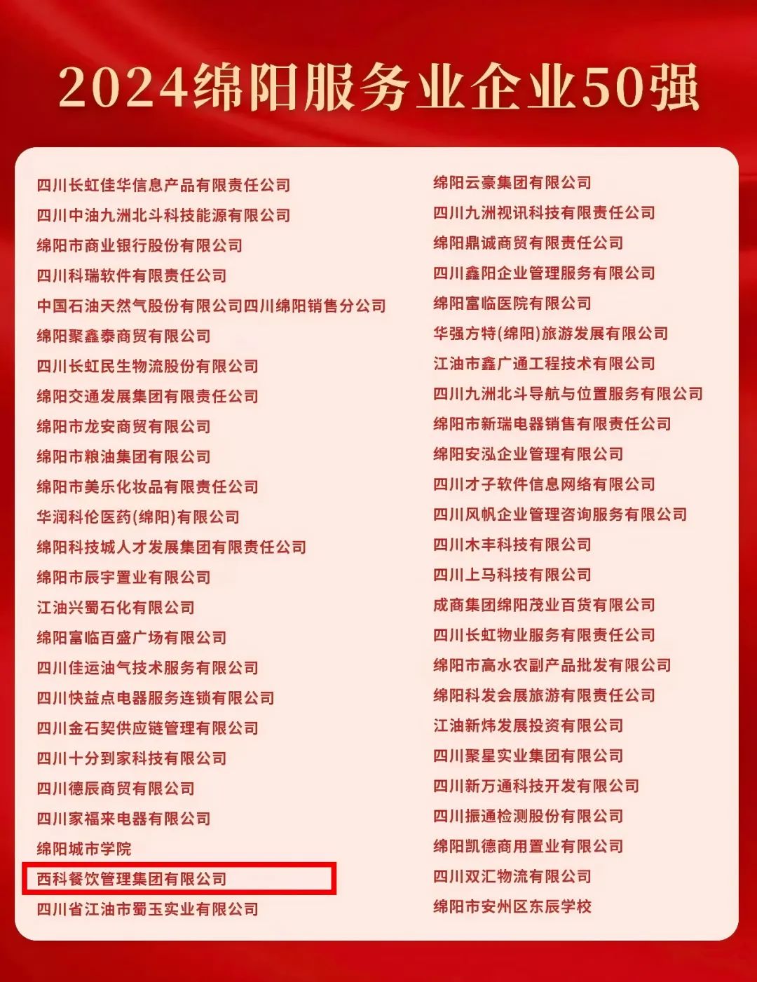 【喜报】“2024绵阳效劳业企业50强”出炉！麻将胡了2强势登榜！-公司新闻-麻将胡了2